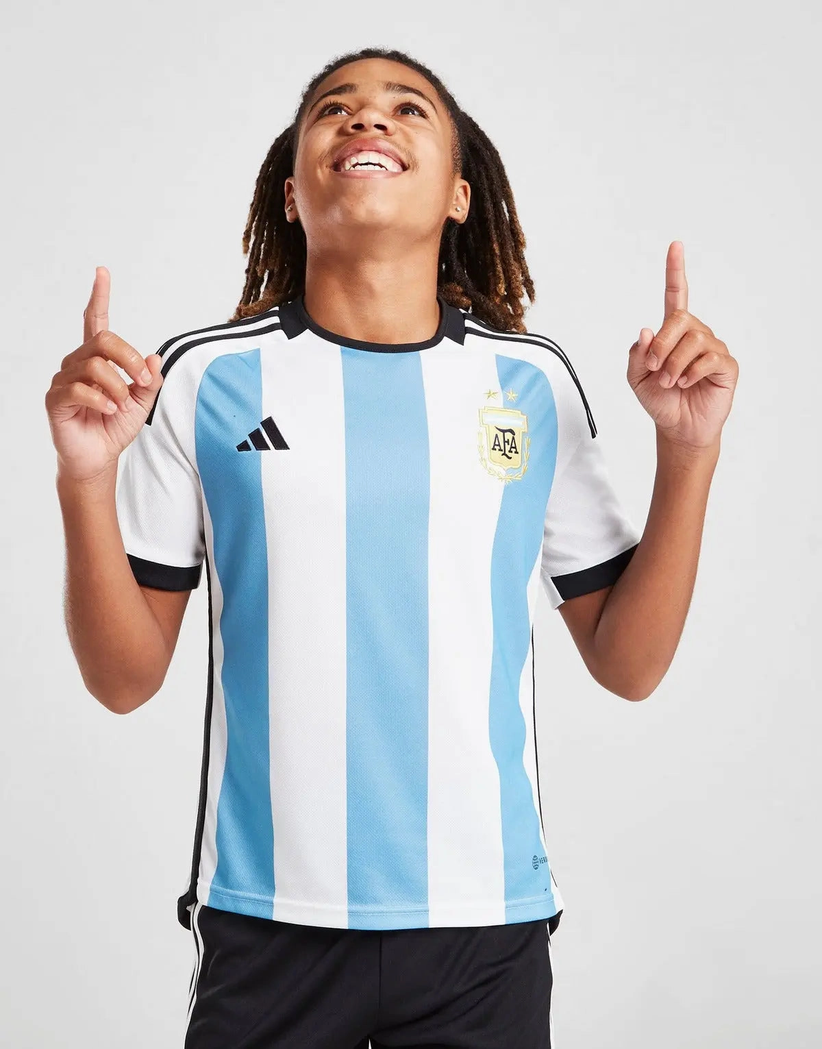 Non Restrictive Mobility Cut Adaptive Fit System Argentina 2022 Home Shirt Junior Full Set T-shirt & short