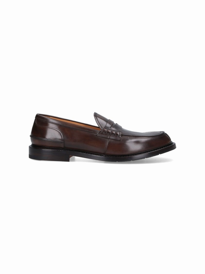 Polished Leather Loafers With Penny Strap Detail Investor Meeting Hill Path