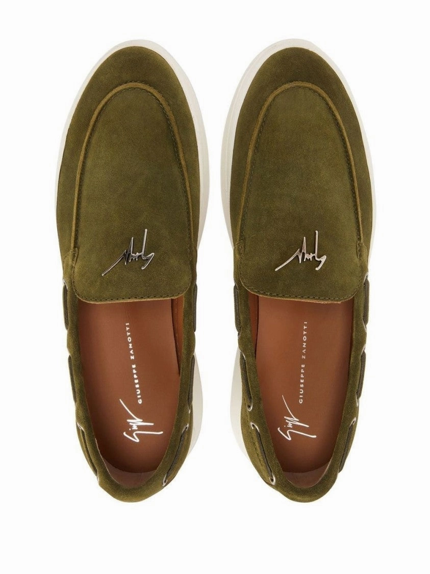 Olive Green Suede Slip-On Loafers Casual Footwear Fit Food Lane Walk