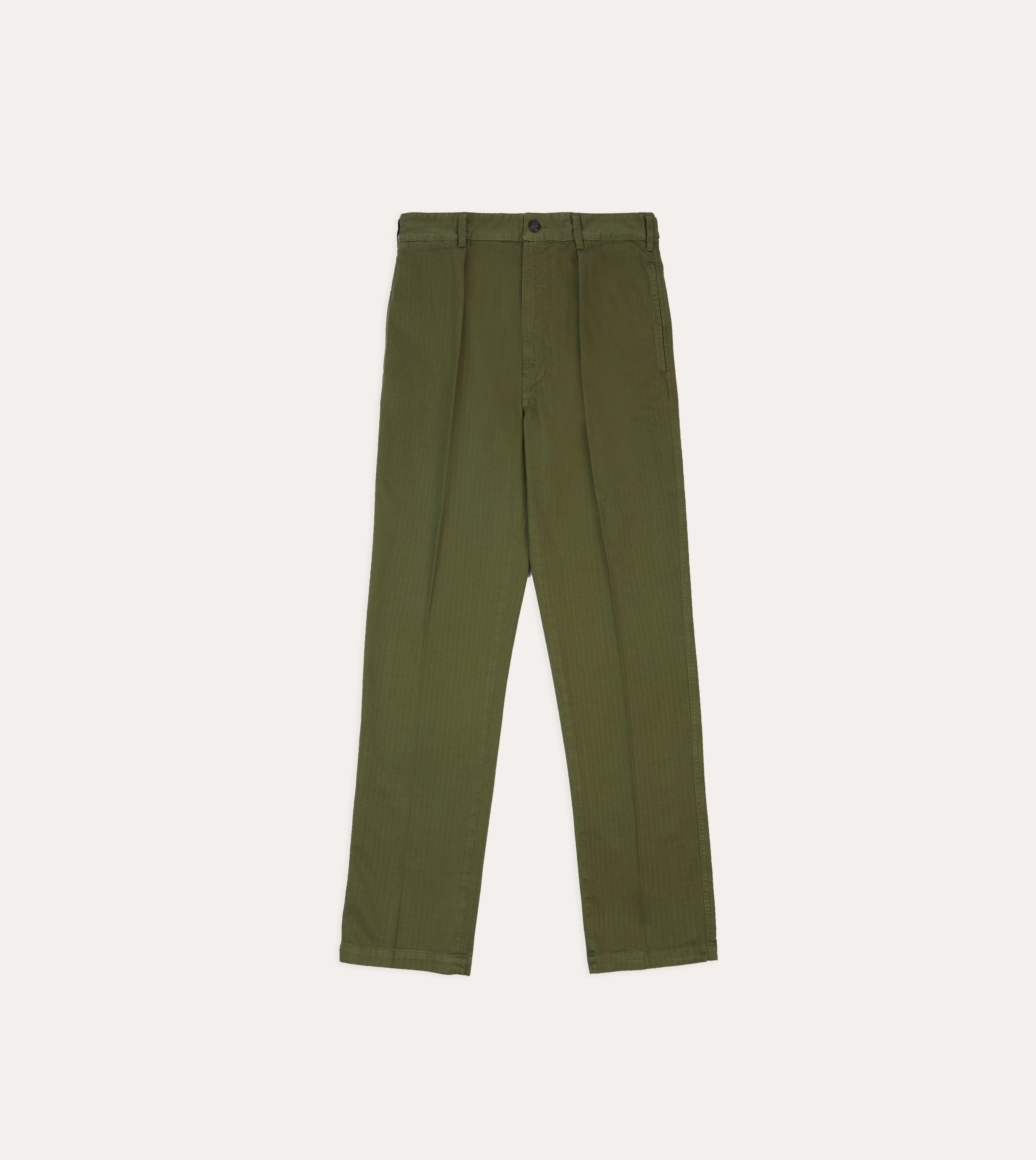Olive Herringbone Cotton Games Trousers Breathable Motion