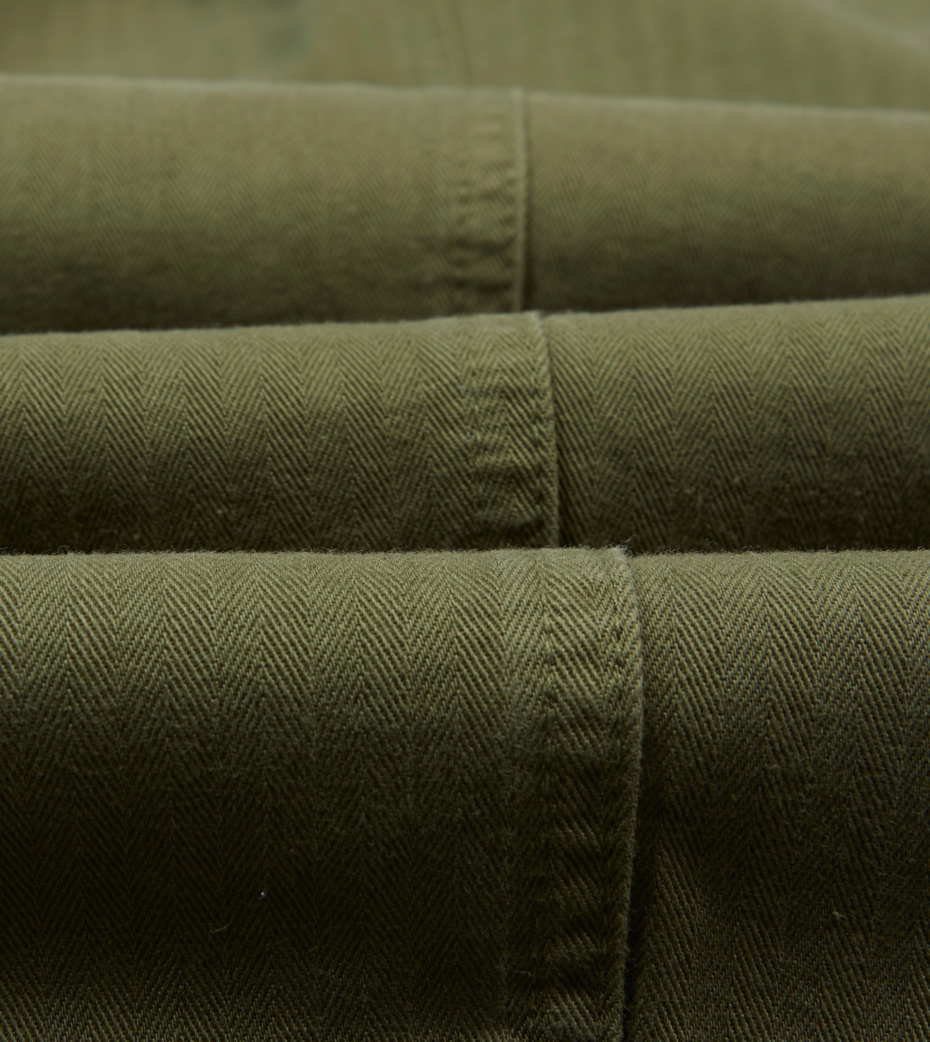 Olive Herringbone Cotton Games Trousers Friction Resistant Fabric