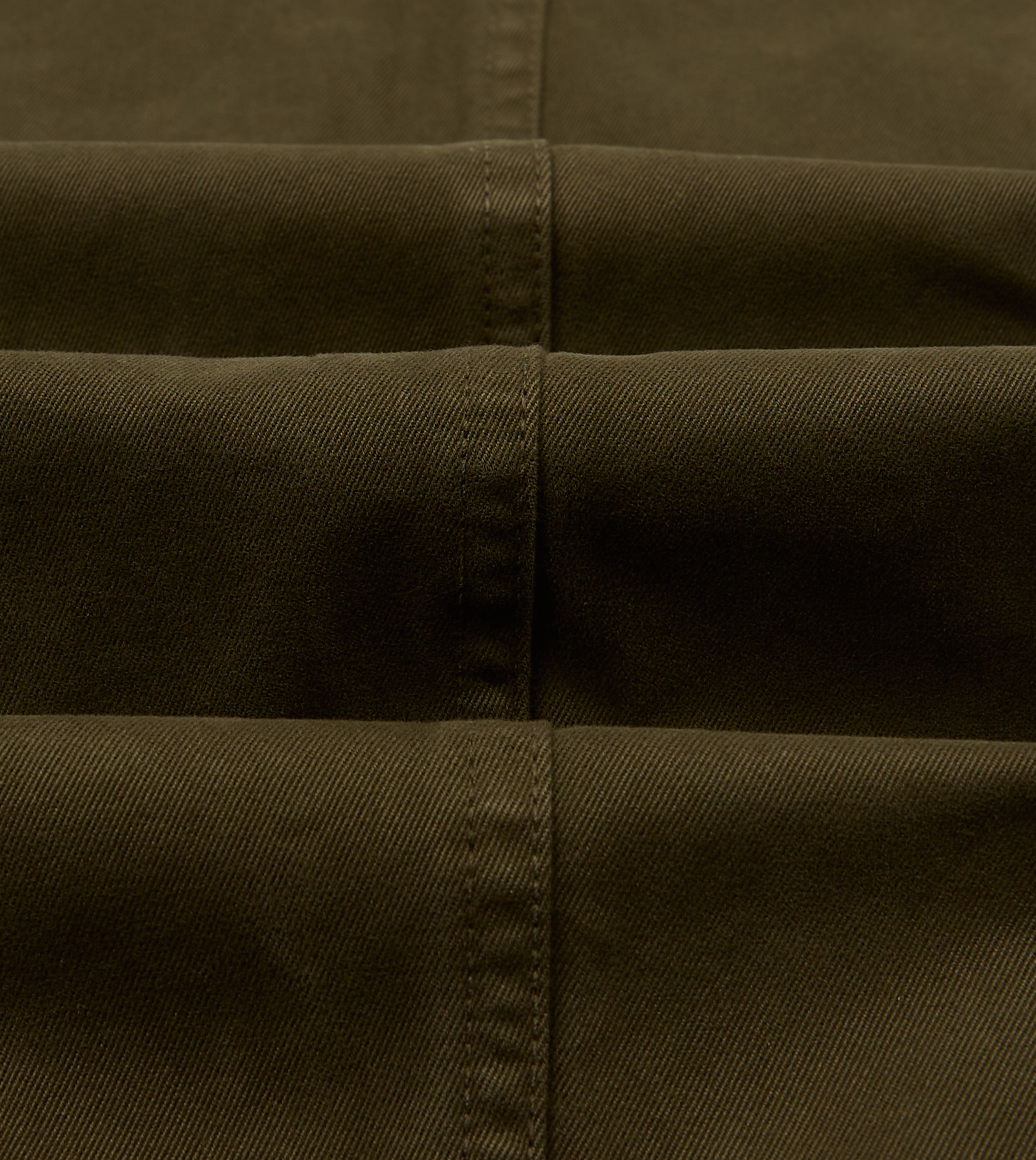 Convertible legs Olive Textured Cotton Flat Front Chino