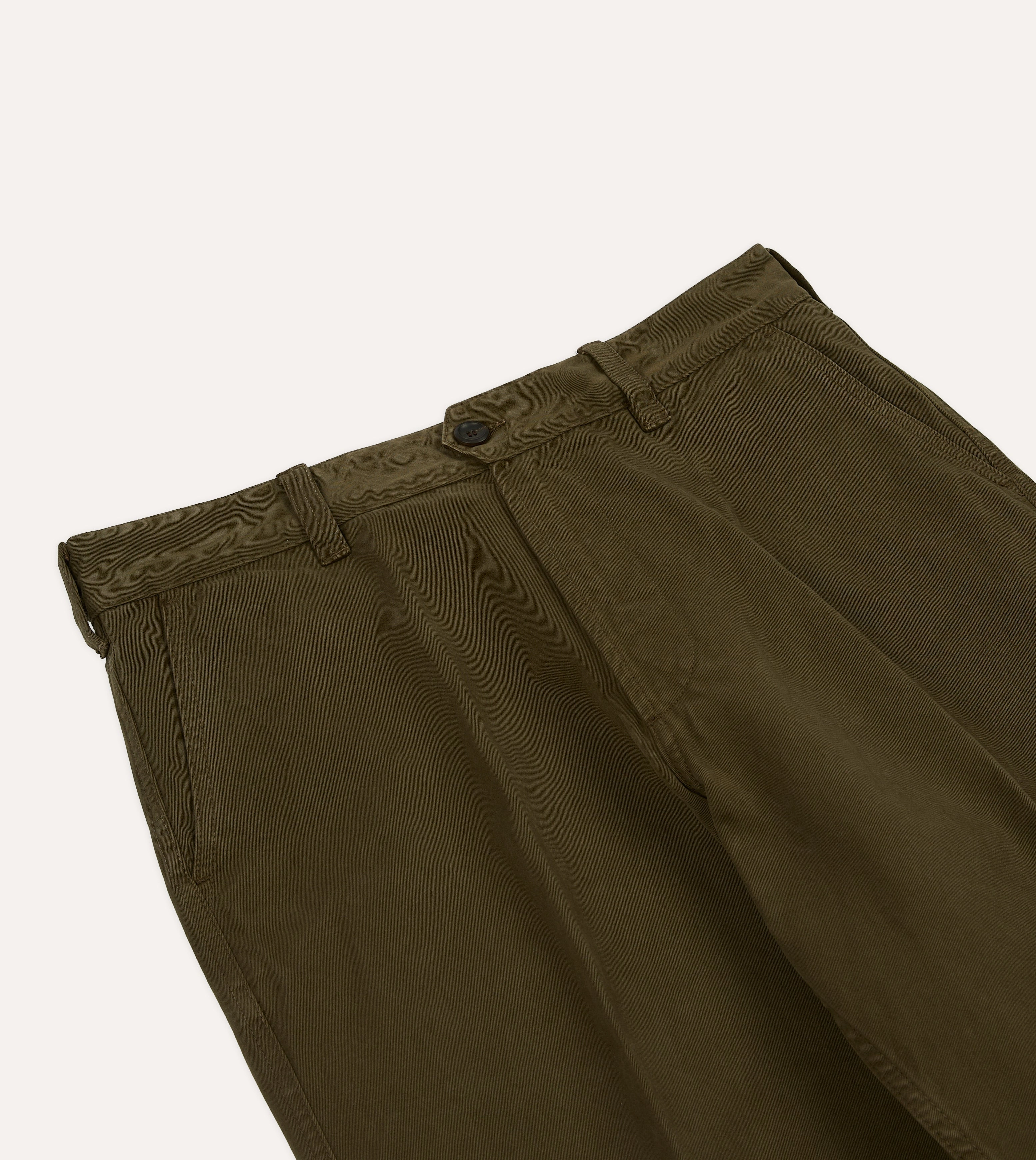 Olive Textured Cotton Flat Front Chino Chic Fit Seamless Design