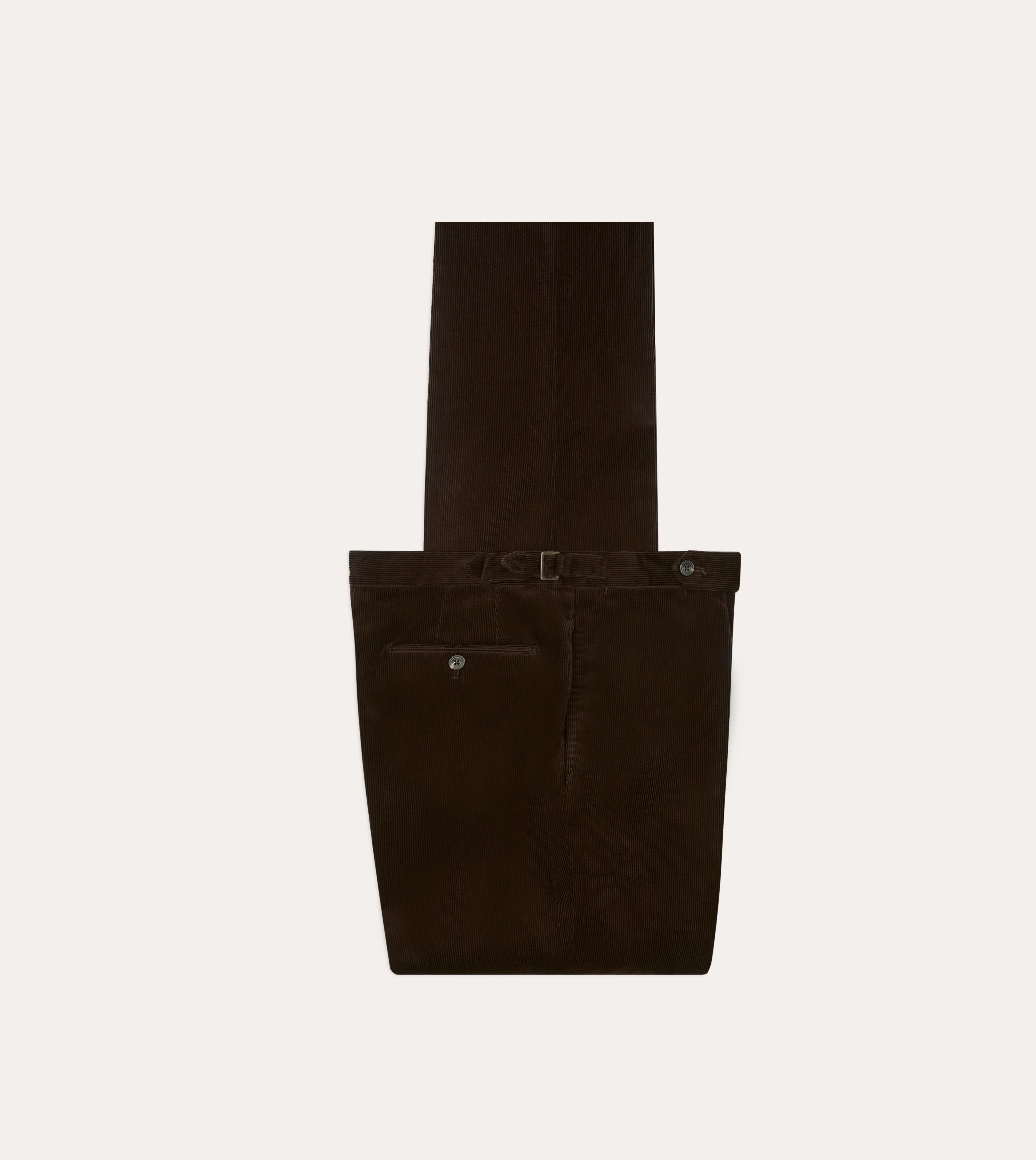 Cozy Lining Brown Mid-Wale Corduroy Single Pleat Trouser