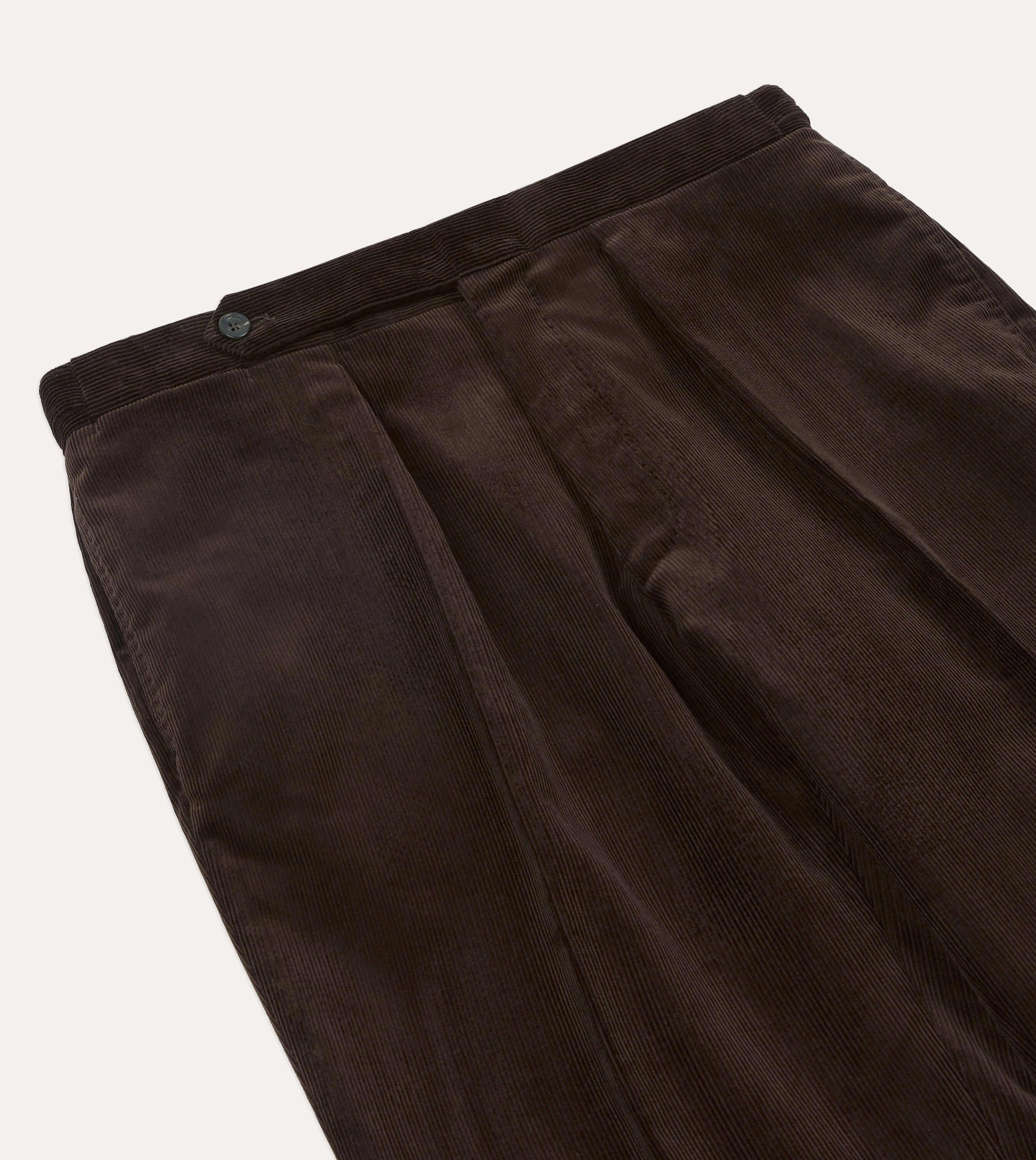 Basic Utility Brown Mid-Wale Corduroy Single Pleat Trouser