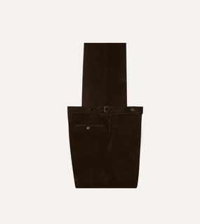 Cozy Lining Brown Mid-Wale Corduroy Single Pleat Trouser