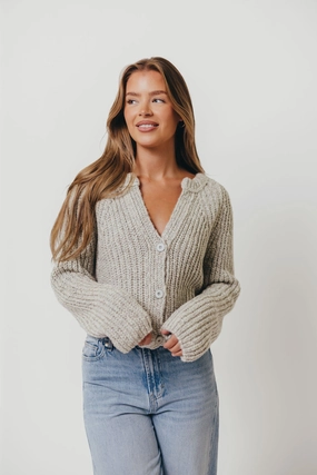 Pepper Cardigan Top in Heather Cloud Ergonomic Cut