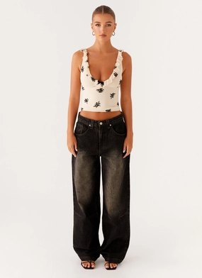 Pera Baggy Denim Jeans - Brown Wash Modern Minimalist Stretch Function Ready