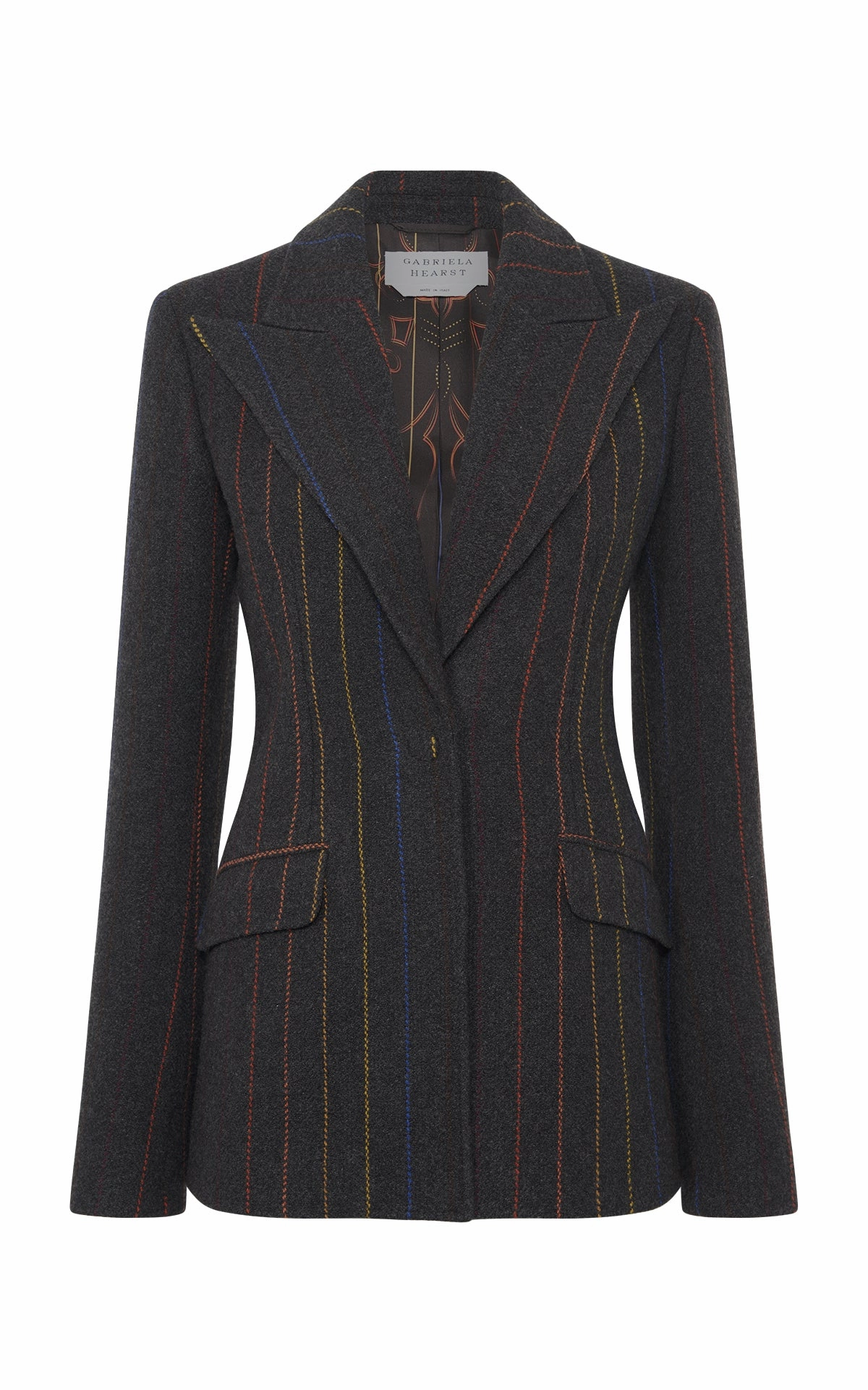 Smart Tailored Look Leiva Blazer in Charcoal Multi Pinstripe Wool Cashmere