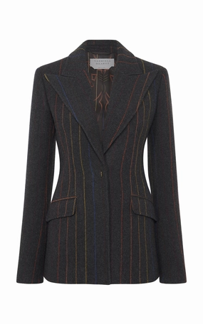 Smart Tailored Look Leiva Blazer in Charcoal Multi Pinstripe Wool Cashmere