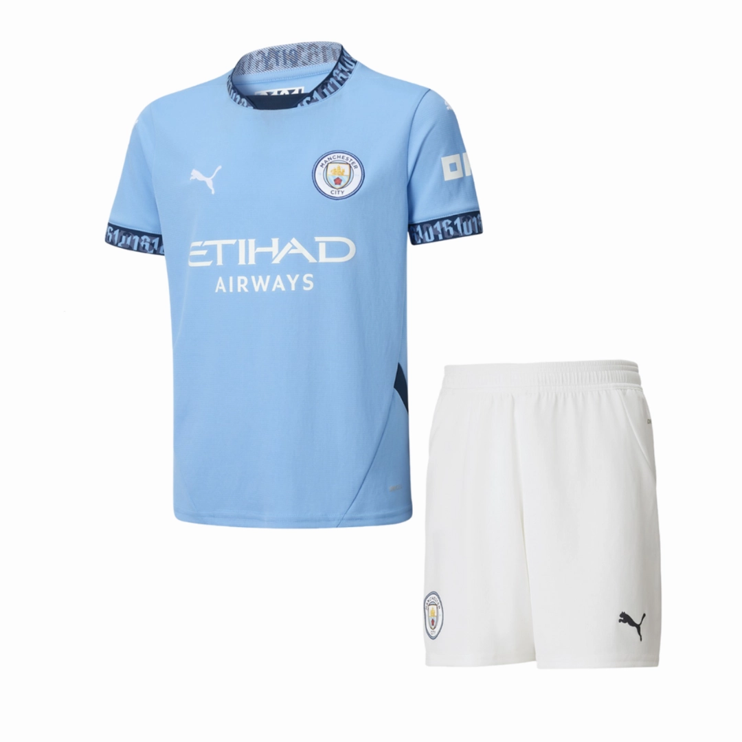 Kids' Manchester City Home Mini Set Shirt & Short 24/25 Quick Evaporation Knit Tagless label