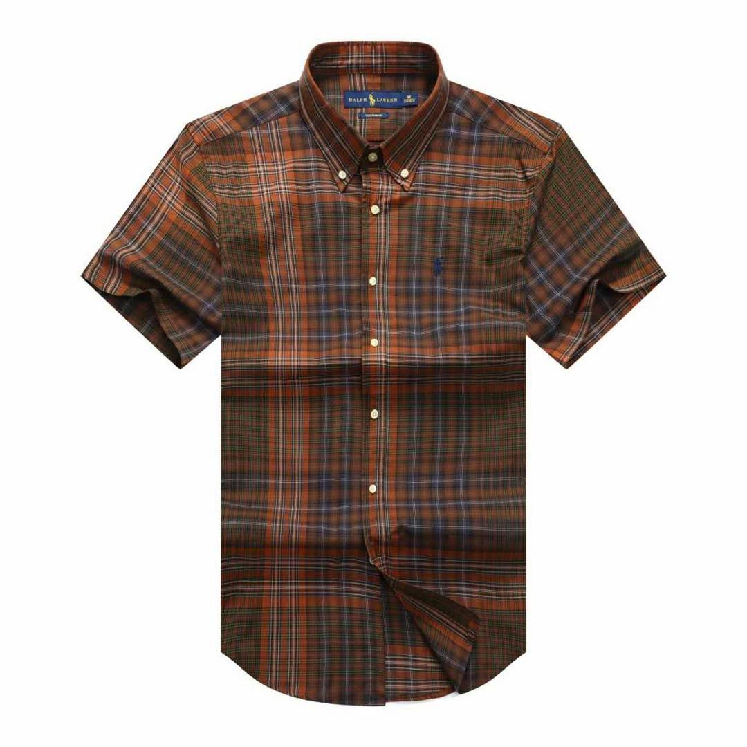 Static Dissipating Fiber Stretchable Fabric Ralph Lauren Men Check Short Sleeve Shirt