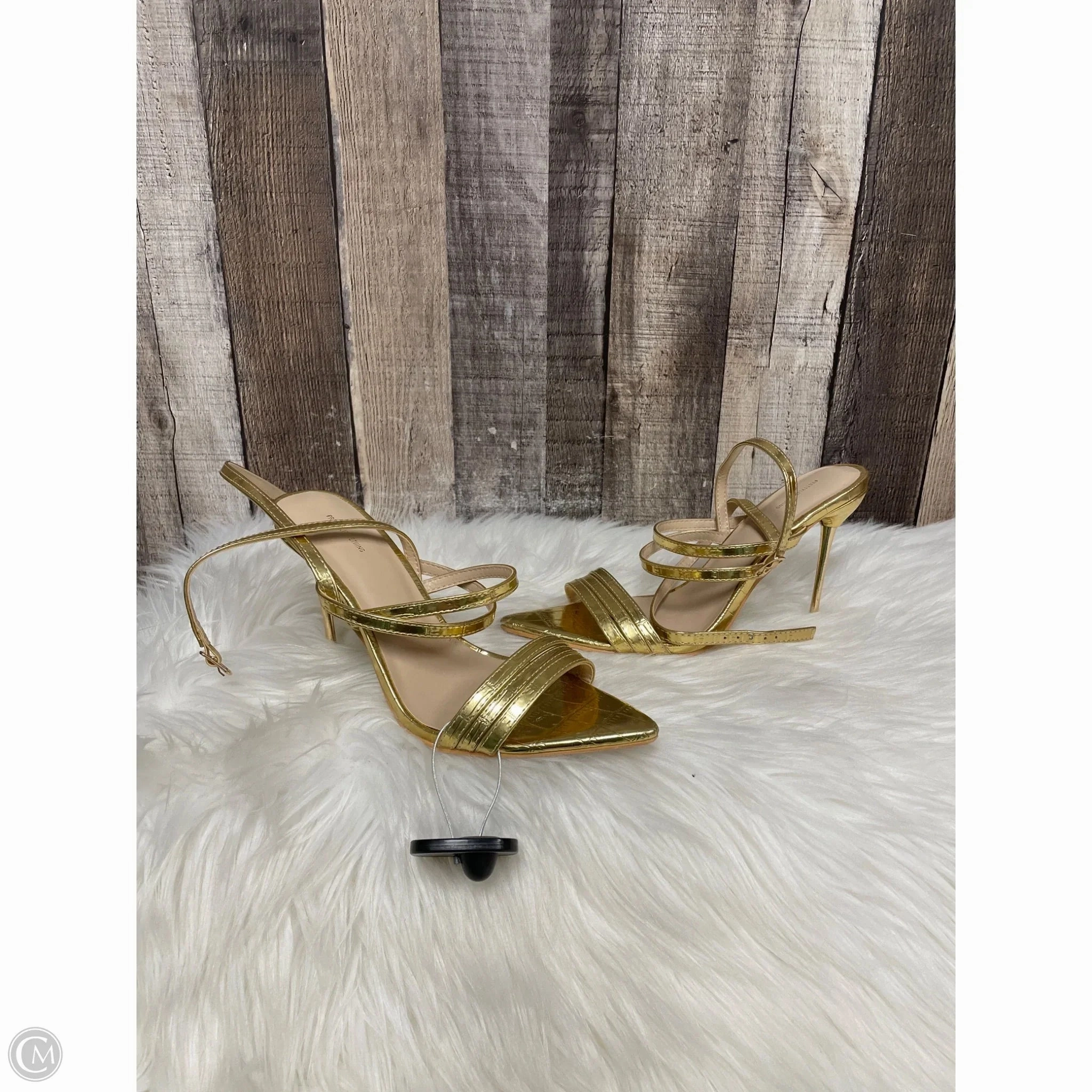 Shoes Heels Stiletto By Pretty Little Thing In Gold, Size: 5 Chic Heels Professional Office Shoes