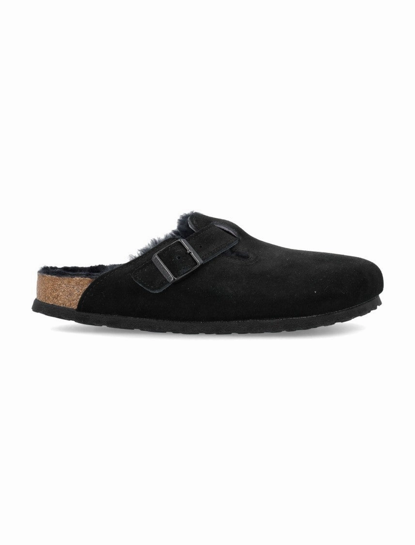 Plush Black Shearling Slip-On Shoes Air Walk Sole Clear