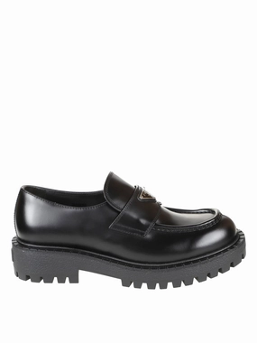 Hold Path Event Lane Polished Black Leather Loafers With Chunky Rubber Sole