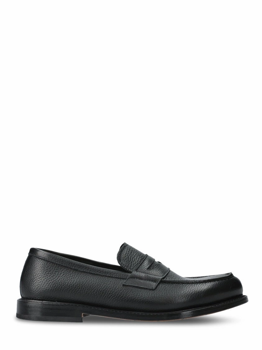 Black Slip-On Shoes With Lamb Leather Finish Penny Keeper Light Sole