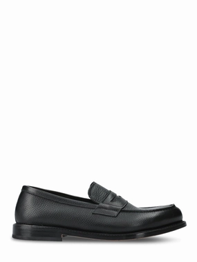 Breathable Sole Black Slip-On Shoes With Lamb Leather Finish
