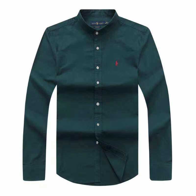 Polo Ralph Lauren Band Collar Oxford Green Long Sleeve Men Shirt Preppy Vibe