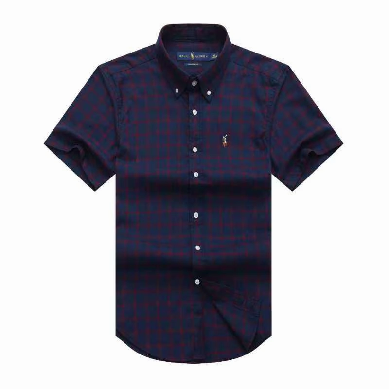 UV Protective Coating Polo Ralph Lauren Custom Fit Check Short Sleeve Oxford Shirt