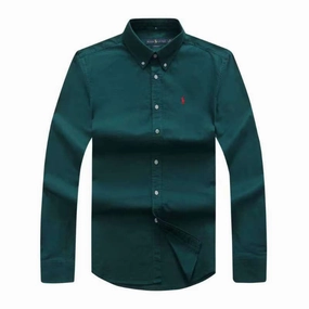 Bold Graphics Anti Static Finish Polo Ralph Lauren Custom Fit Plain Green Long Sleeve Oxford Shirt