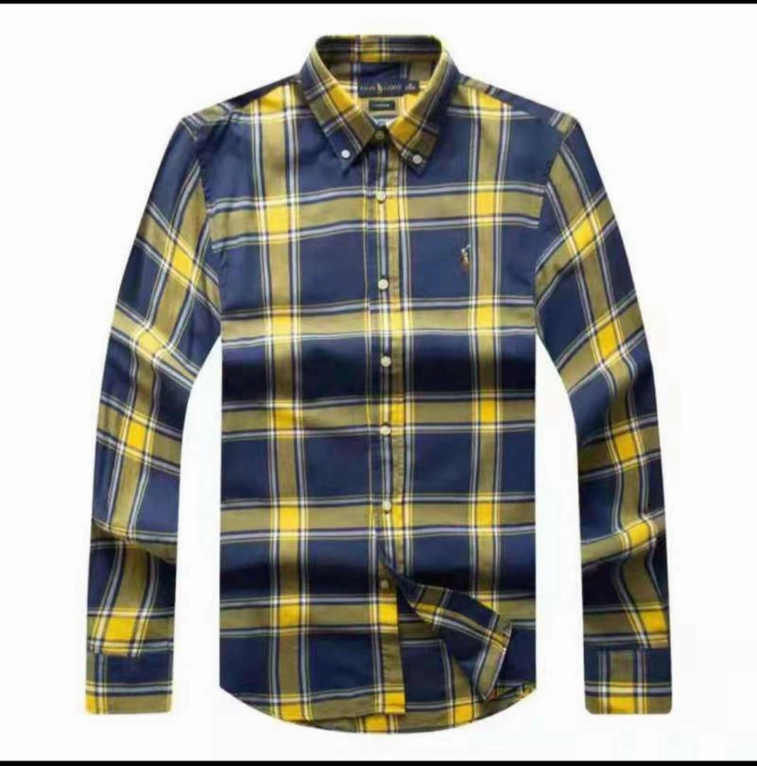 Coastal Vibes Loose Comfort Polo Ralph Lauren Long Sleeve Yellow/Navy Blue Check Shirt