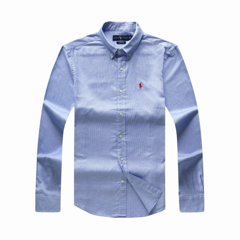 Fitted Silhouette Friends Meetup Polo Ralph Lauren Men's Custom Fit Tiny Checked Long Sleeve  Shirt - Blue With Red Small Pony