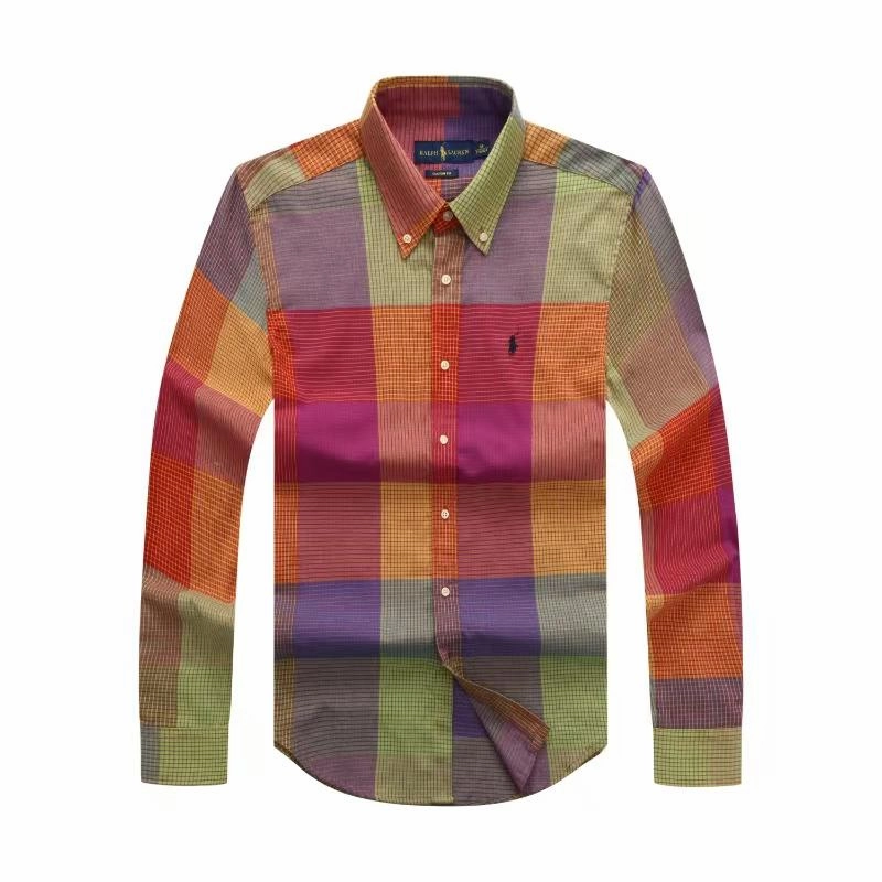 POLO RALPH LAUREN Mens Classic Long Sleeve Oxford Shirt checkered pattern Trendy Design