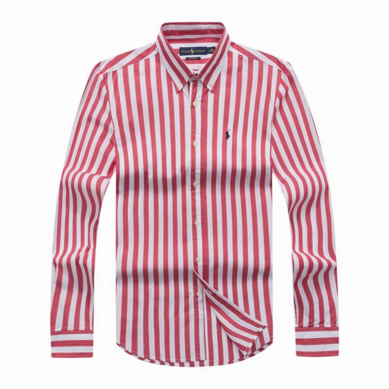Polo Ralph Lauren Small Pony Red Men Long Sleeve Stripe Shirt Mountain Retreat