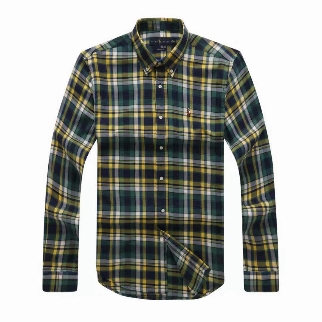 Local Favorite Thermoregulating Layer Polo RL Long Sleeve Green/Yellow Check Men shirt