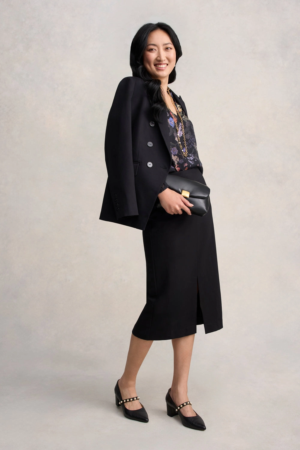 Ponte Midi Skirt - Black Fair trade Faux Leather