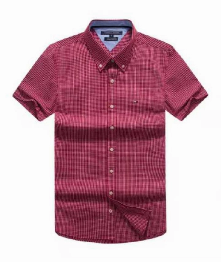 Tommy Hilfiger Short Sleeve with an all-over check pattern Red Shirt Bold colors