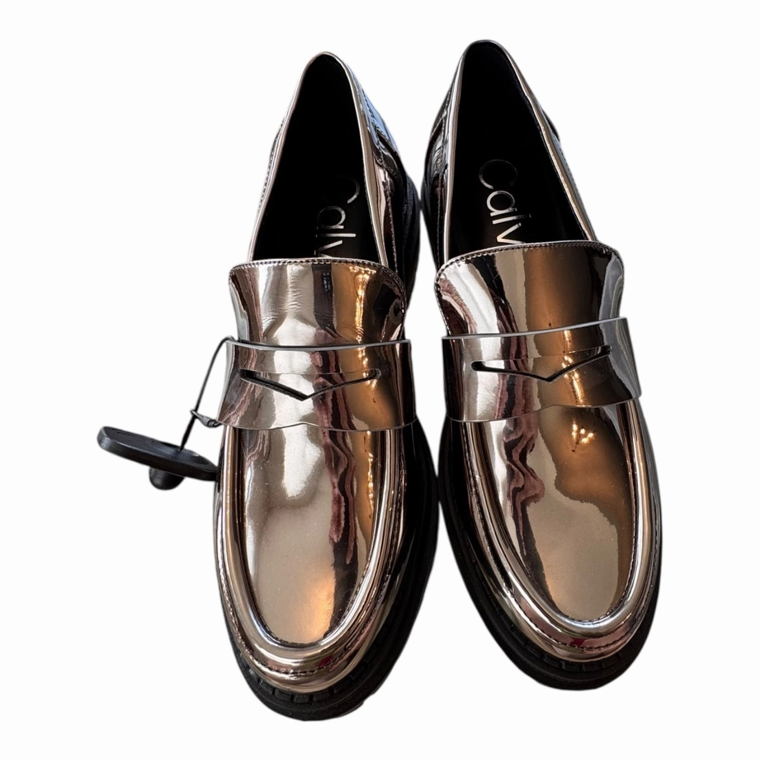 Shoes Heels Block By Calvin Klein In Silver, Size:6.5 Quality