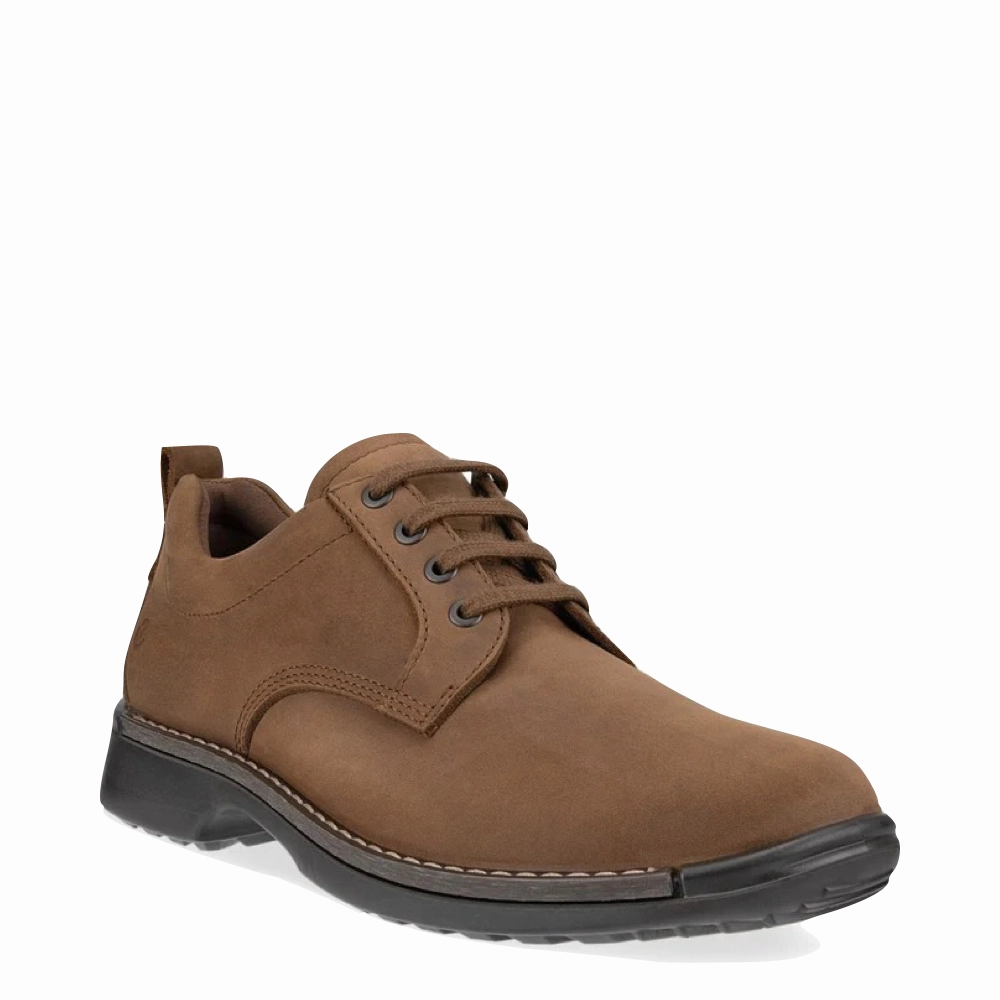 Ecco Men's Fusion Oiled Nubuck Tie in Cocoa Brown True Fit Heel Pad