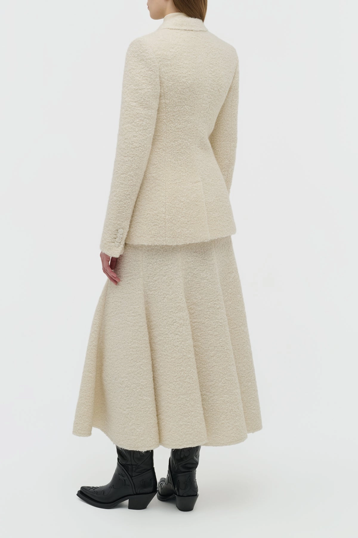 Refined Construction Comfortable Look Stephanie Blazer in Ivory Recycled Cashmere Boucle