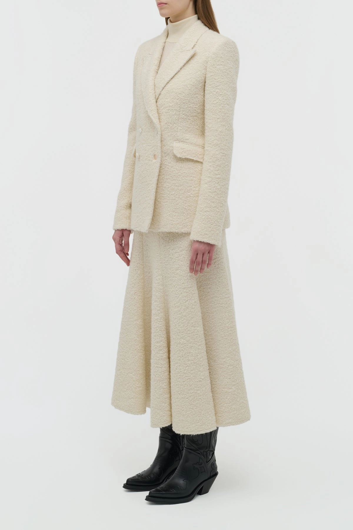 Stephanie Blazer in Ivory Recycled Cashmere Boucle Flawless Look