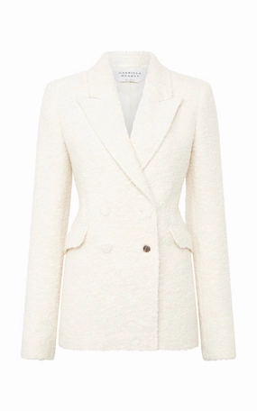 Business Comfort Stephanie Blazer in Ivory Recycled Cashmere Boucle