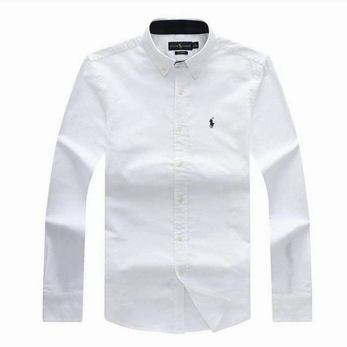 PRL Men  Oxford White Long Sleeve Shirt- - - Casual Comfort Chic Layer