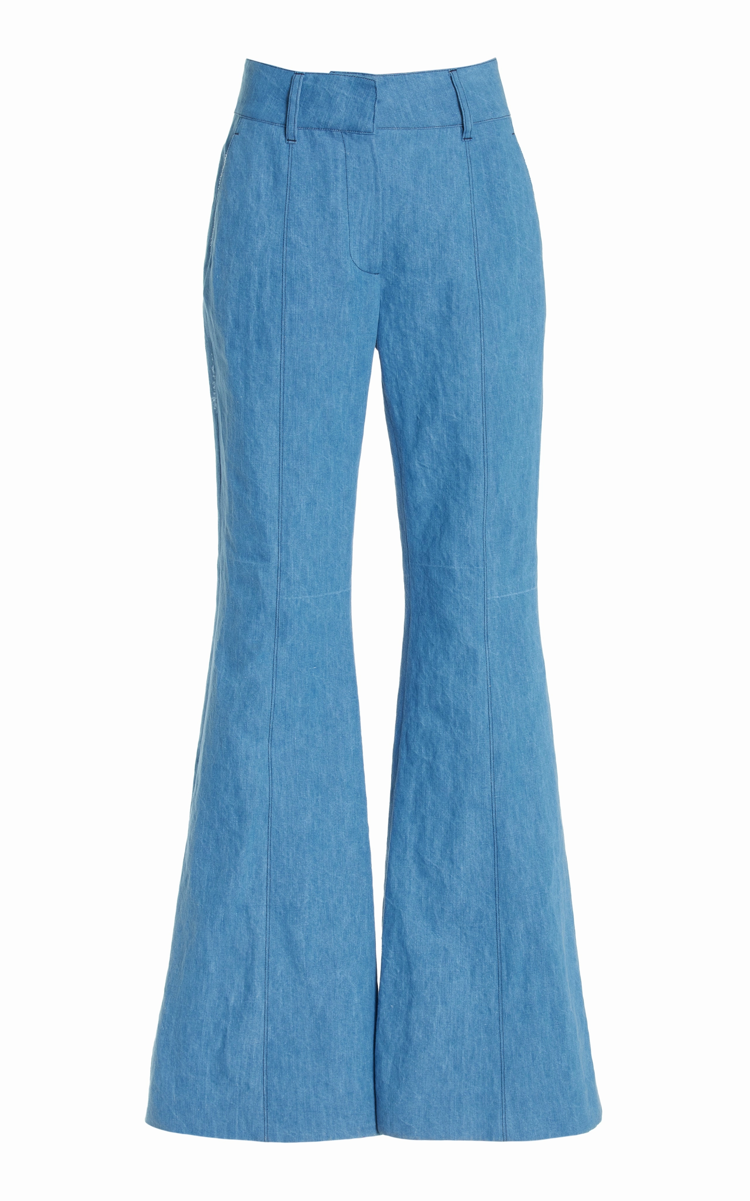 Temperature Regulating Textiles Chic and Polished Rhein Pant in Light Blue Recycled Cotton Linen Denim