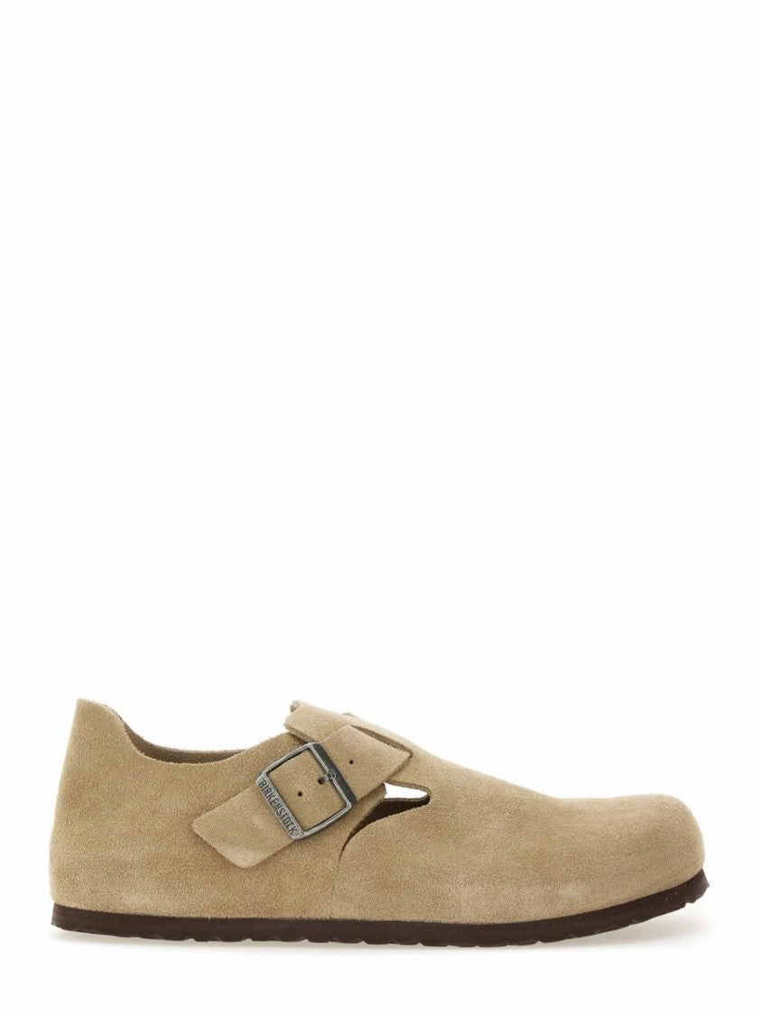 Slip-On Suede Leather Sabot With Adjustable Buckle Resort Style Food Lane