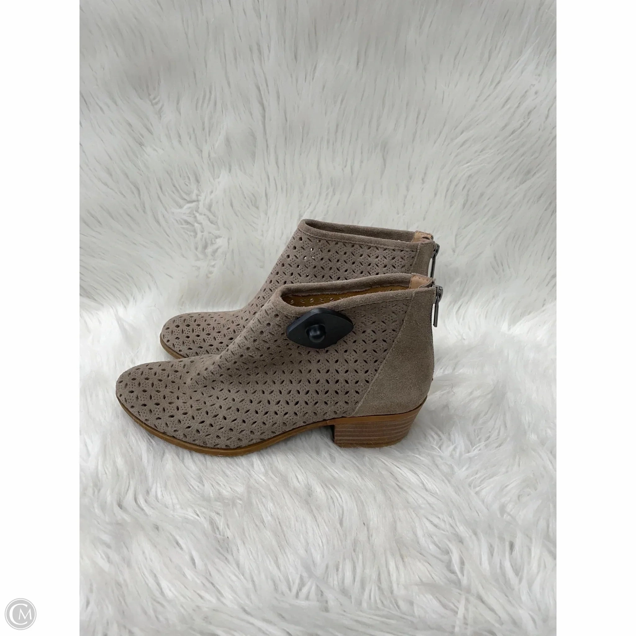 Shoes Heels Block By Lucky Brand In Grey & Tan, Size: 9 Silky Detail