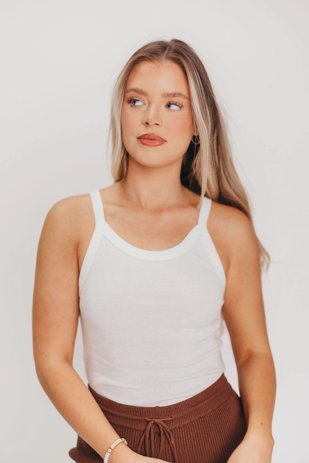 Flexible Back Panel Ariel Organic Cotton Tank in White *Final-Sale*