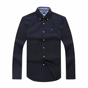 Tommy Hilfiger  Men  Long Sleeve  Oxford  Shirt  Navy Blue Winter Retreat