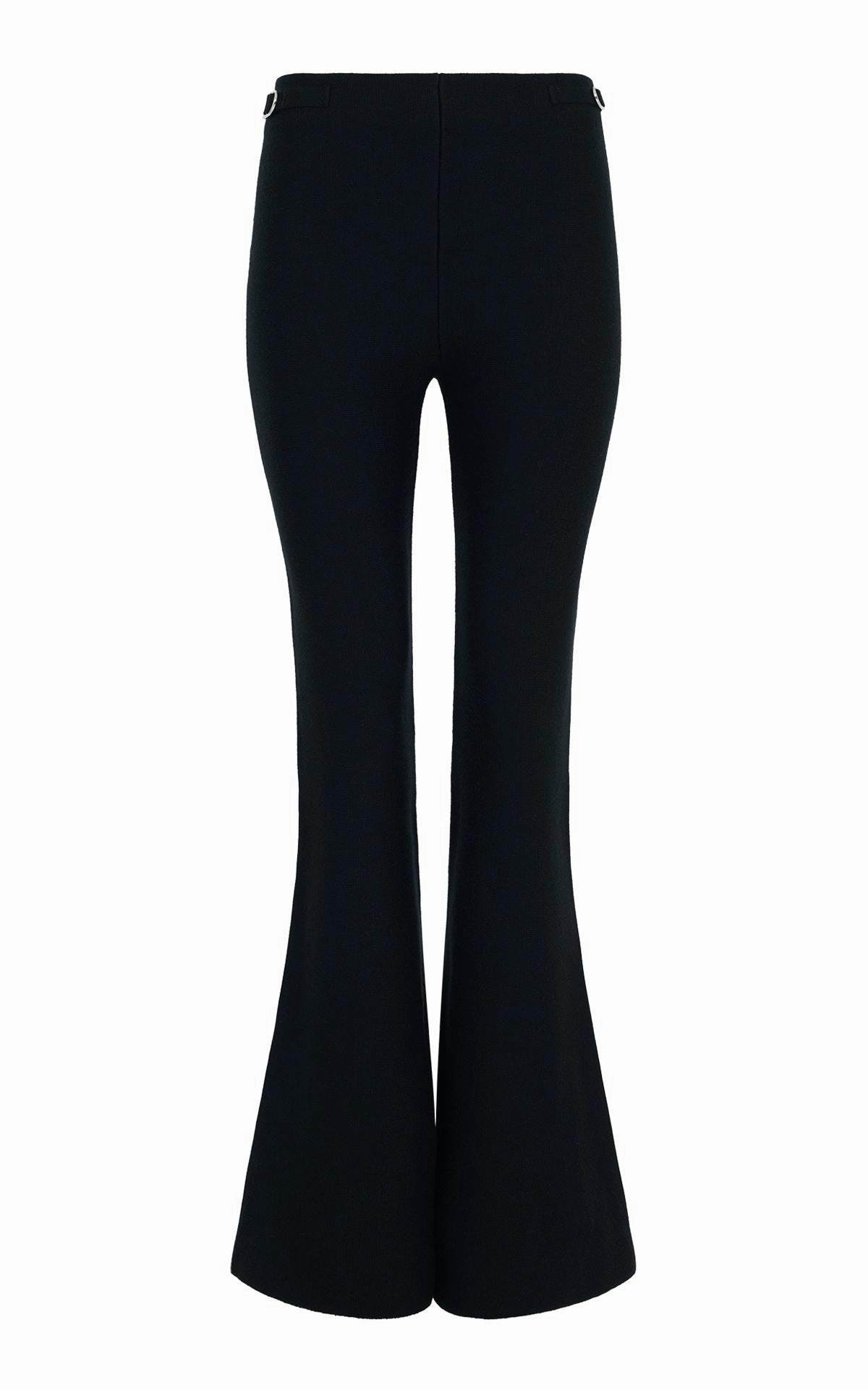 Ayala Flare Cropped Knit Pant in Black Merino Wool Cashmere Business Wear