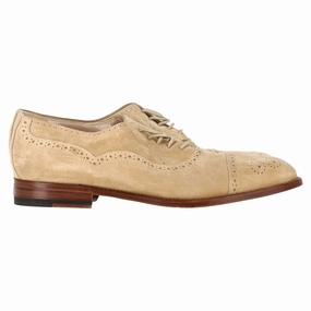 Balanced Motion Influencer Choice Manolo Blahnik Witney Cap Toe Oxfords in Light Beige Suede