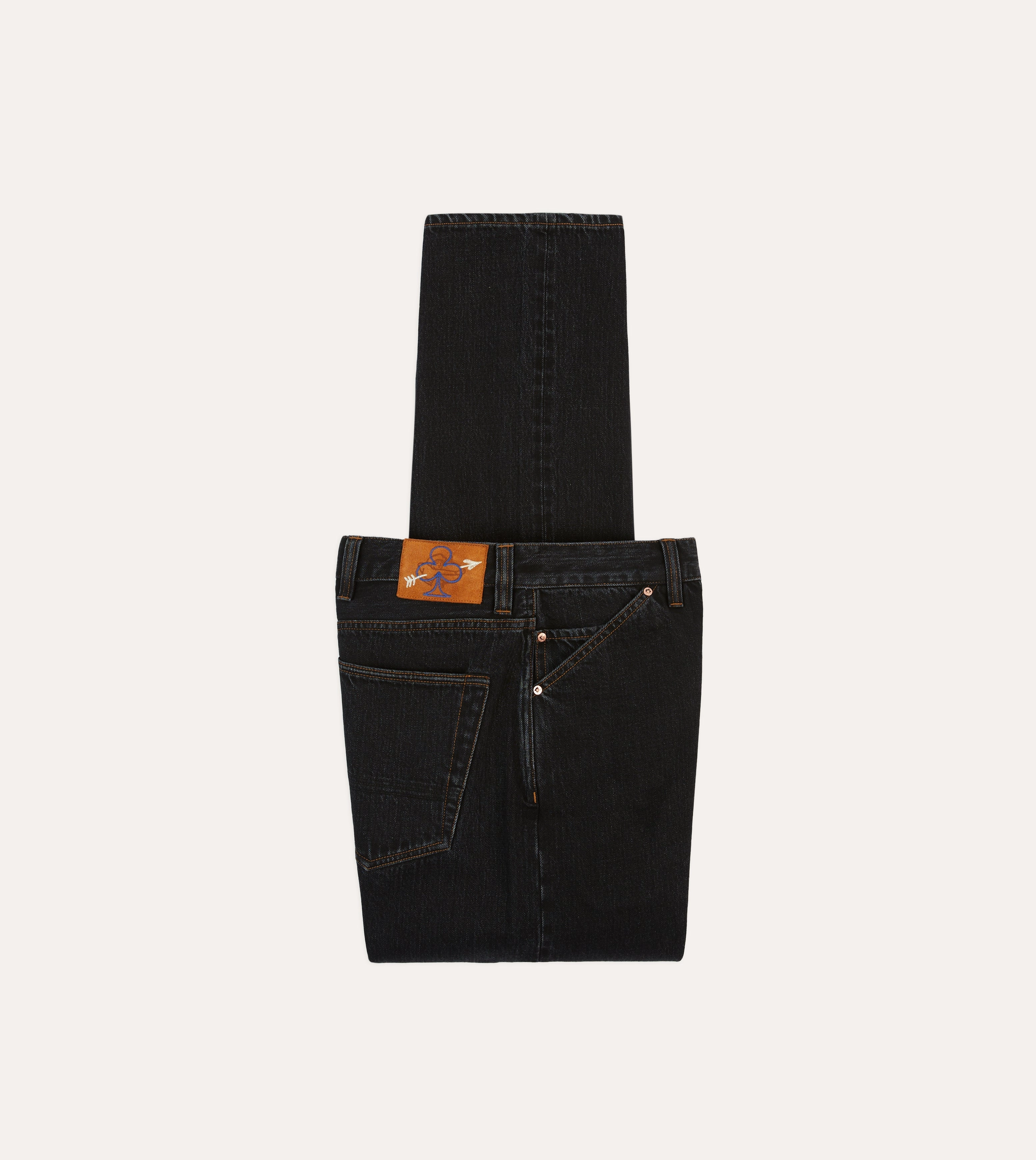 Soft and Light Bold Waistband Drake's by A. Levine Black Stone Wash 12.3oz Selvedge Denim Five-Pocket Jeans