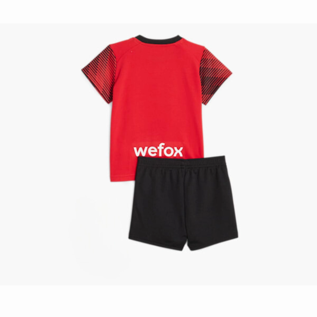 Kids A.C. Milan 23/24 Home Kit Full Set Shirt & Short Wicking Fiber Technology