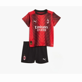 Frictionless Inner Layer Fade Resistant Dyeing Kids A.C. Milan 23/24 Home Kit Full Set Shirt & Short