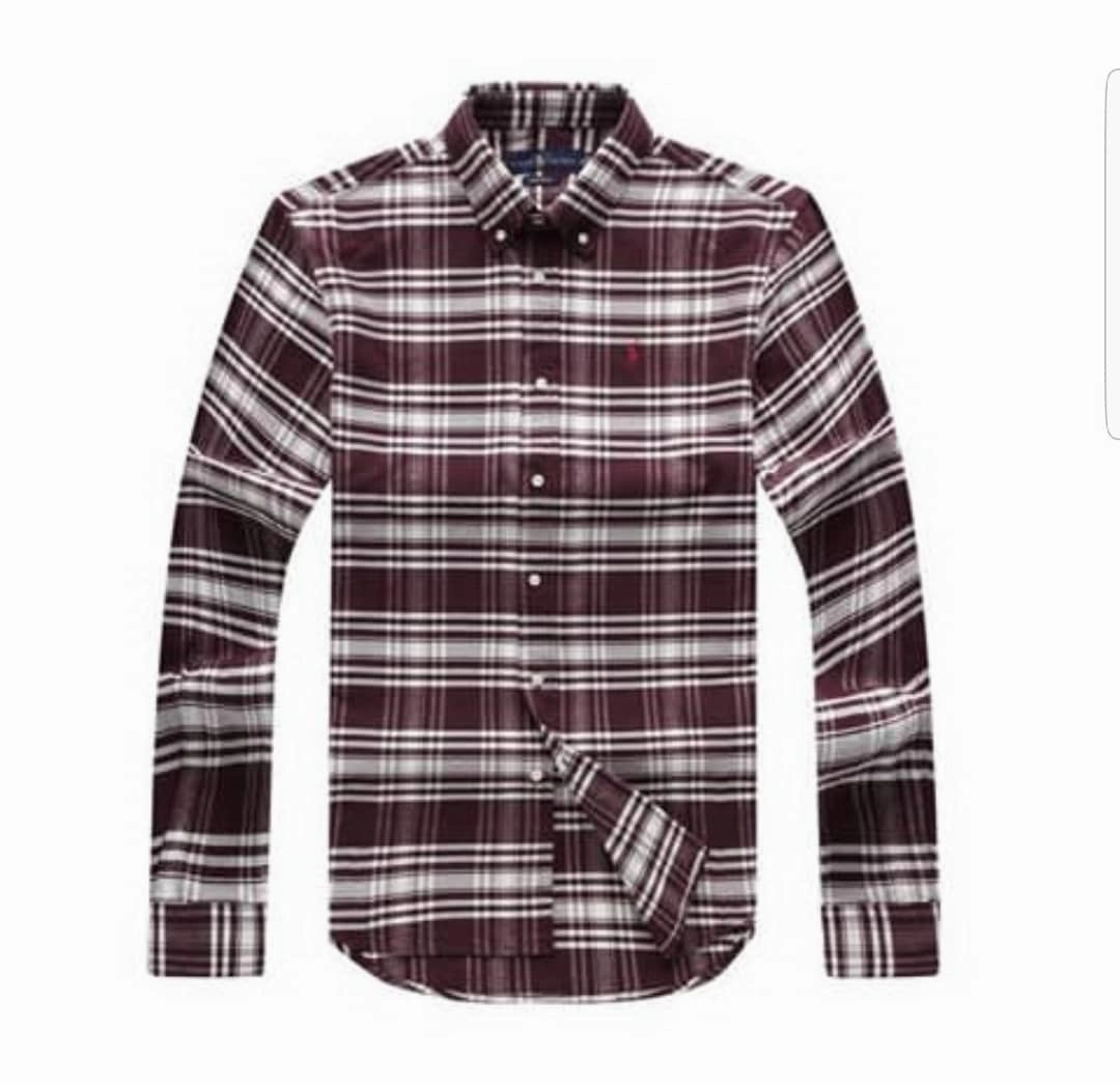 Moisture Wicking Layer Anti Pilling Finish Ralph Lauren Brown /White Check Classic Fit Plaid Long Sleeve Twill Shirt