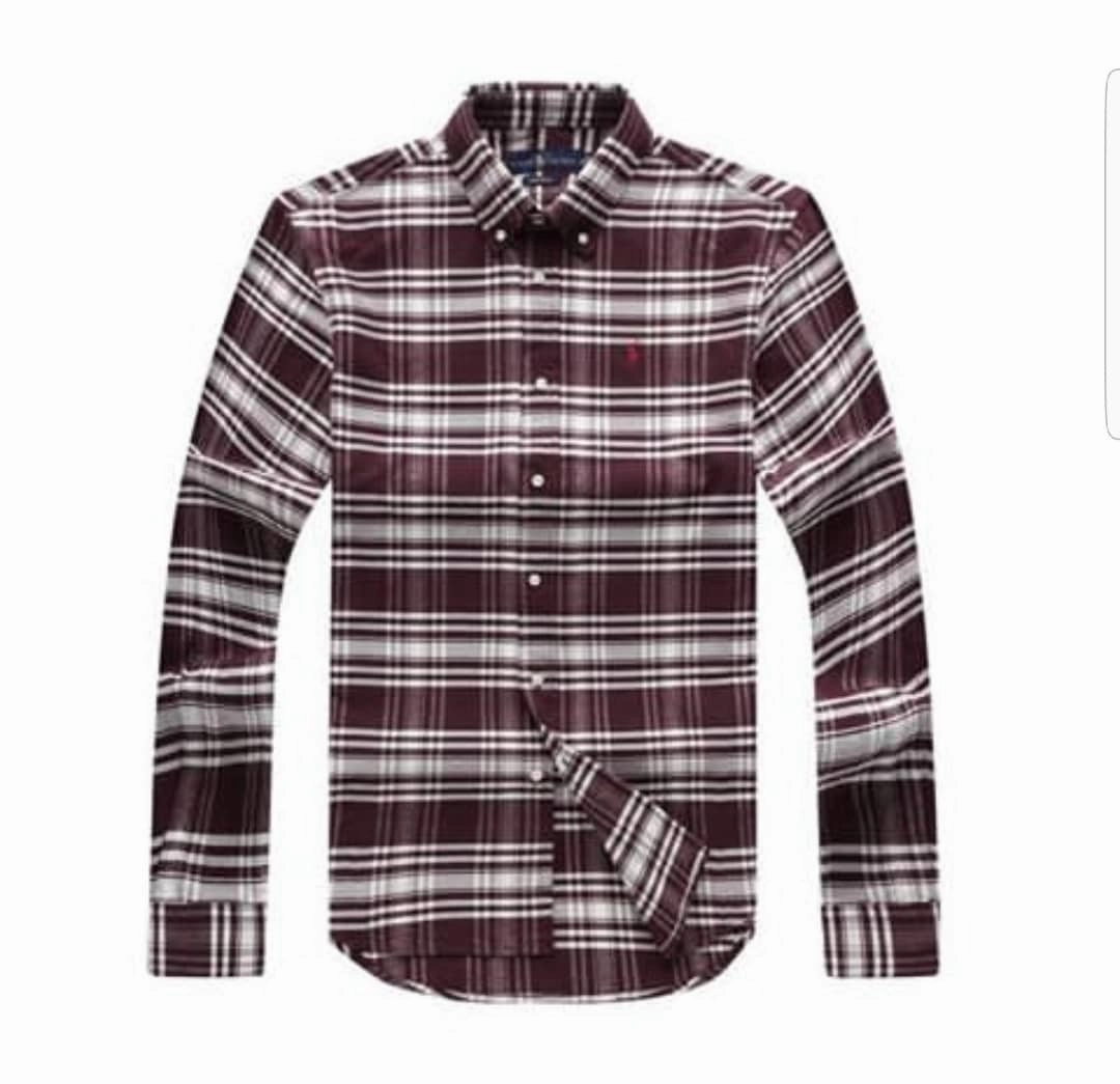Regular Fit Ralph Lauren Brown /White Check Classic Fit Plaid Long Sleeve Twill Shirt
