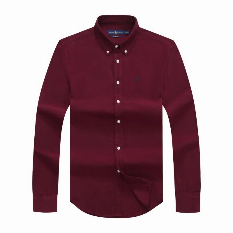 Perfect Layering Active Fit Ralph Lauren Long Sleeve Maroon Oxford Small Pony Plain Shirt